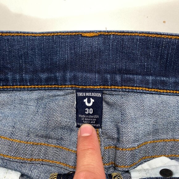 True Religion Rocco Relaxed Skinny Fit jeans US Flag Appliqué Jeans mens 30x33.5 - Picture 5 of 12